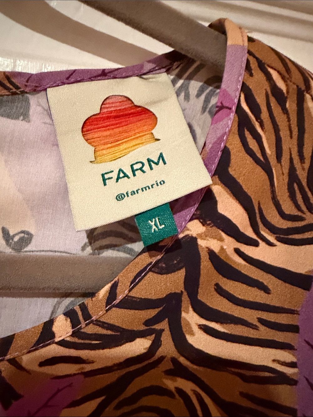 FARM Rio Purple and Gold Tiger Motif Tiered Mini Dress - Picture 2 of 4
